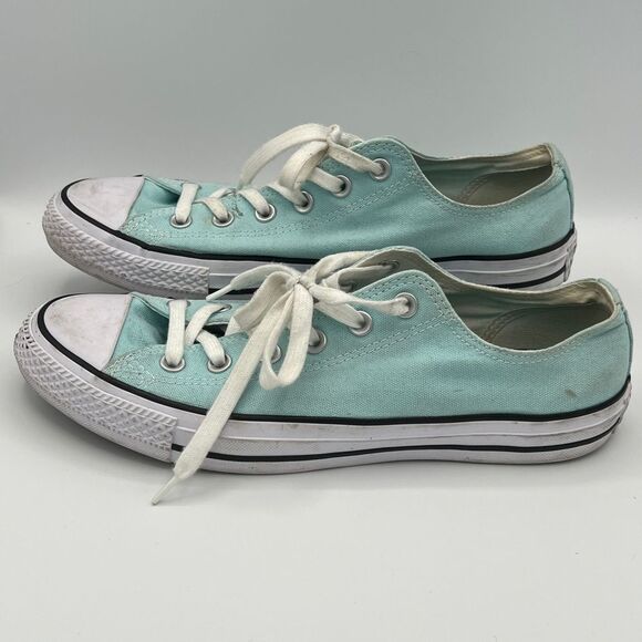 Converse Light Aqua/Turquoise Double Tongue Low Top Canvas Shoes W10 - Picture 3 of 7
